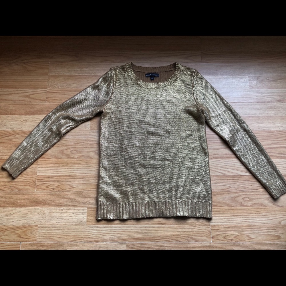 Rock and Republic Metallic Gold Sweater